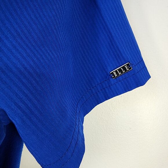 Elle Womens Scrub Top XS Mock Wrap EL620 Royal Blue Patch Pockets Tonal Texture - Picture 7 of 10